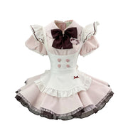Cute Maid Lolita Dress with Heart Buttons and Bow Charm
