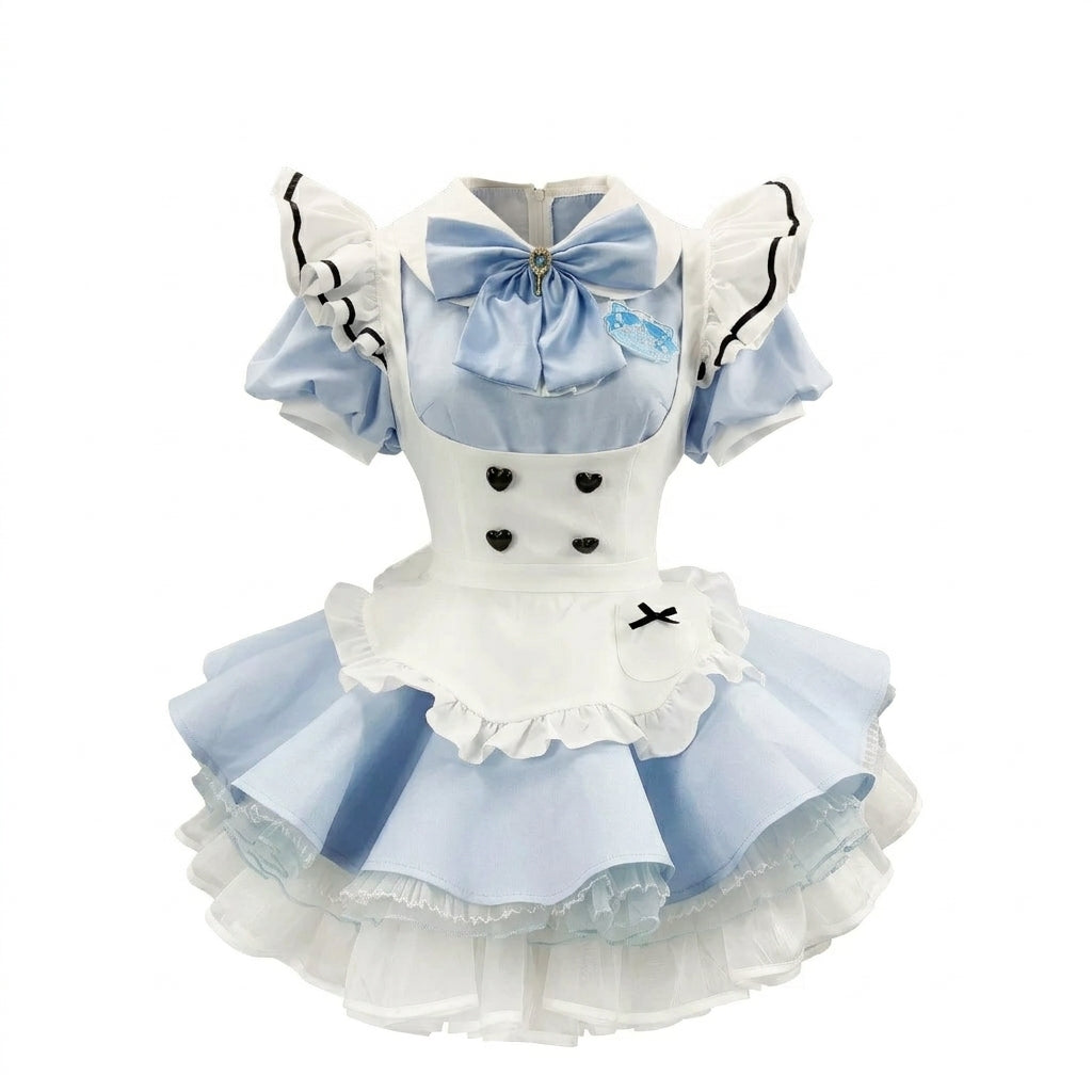Cute Maid Lolita Dress with Heart Buttons and Bow Charm - view 11