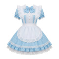 Blue and White Ruffled Maid Lolita Dress with Apron Bow Accent