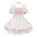 Pink and Black Ruffled Maid Lolita Dress with Apron Bow Accent