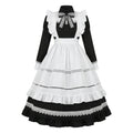Blue and White Ruffled Maid Lolita Dress with Apron and Bow Accent