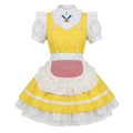 Yellow and White Ruffled Maid Lolita Dress with Apron Bell Accent