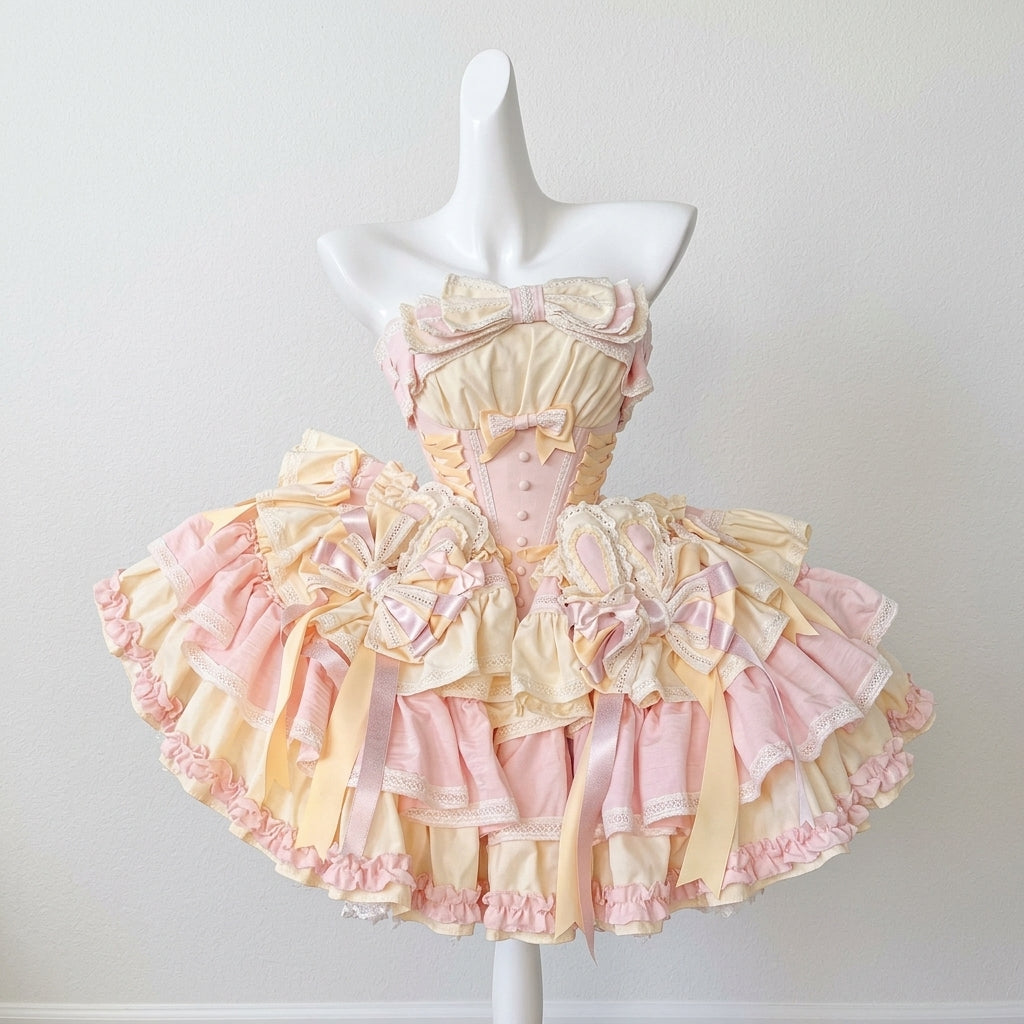 Ribbon Dance Multi-Layered Ruffle Bowknot Lace-Up Sweet Princess (Dress Only) detail view 9
