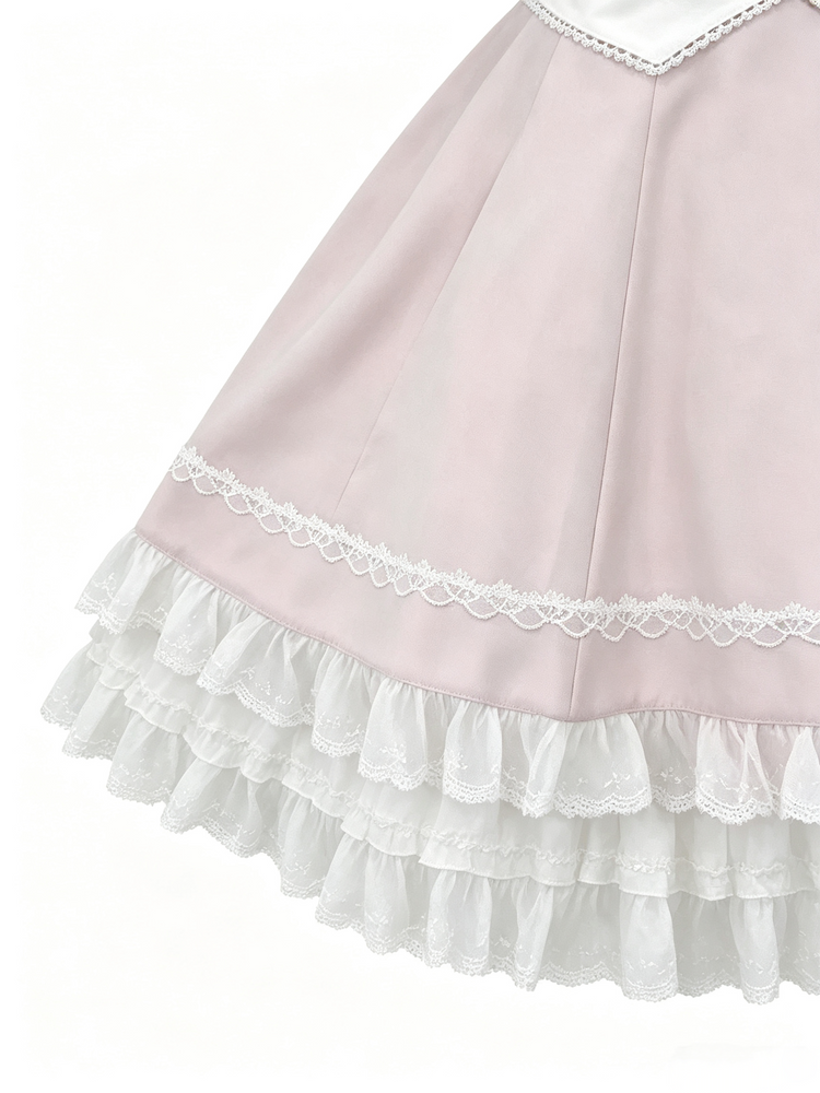 Dusty Pink Sweet Lolita Dress with Lace Trim and Bow - view 3