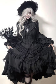 Immortal Bird black Gothic Lolita blouse skirt and tie set