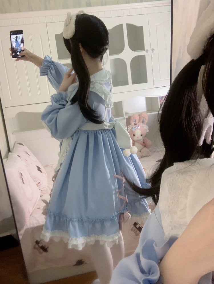 Tata Long Ear Meow Meow Blue Sweet Lolita OP Dress detail view 17
