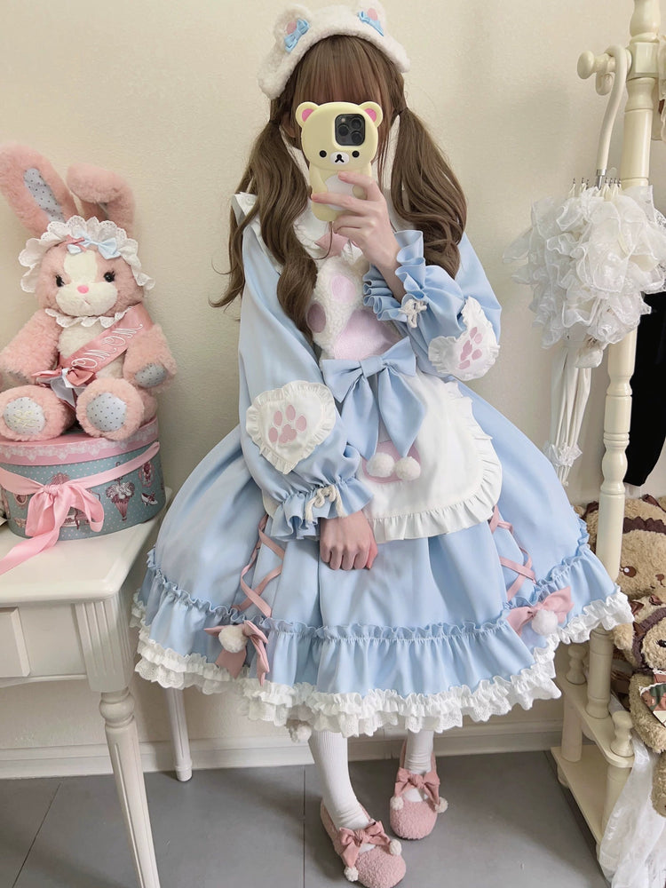 Tata Long Ear Meow Meow Blue Sweet Lolita OP Dress detail view 10