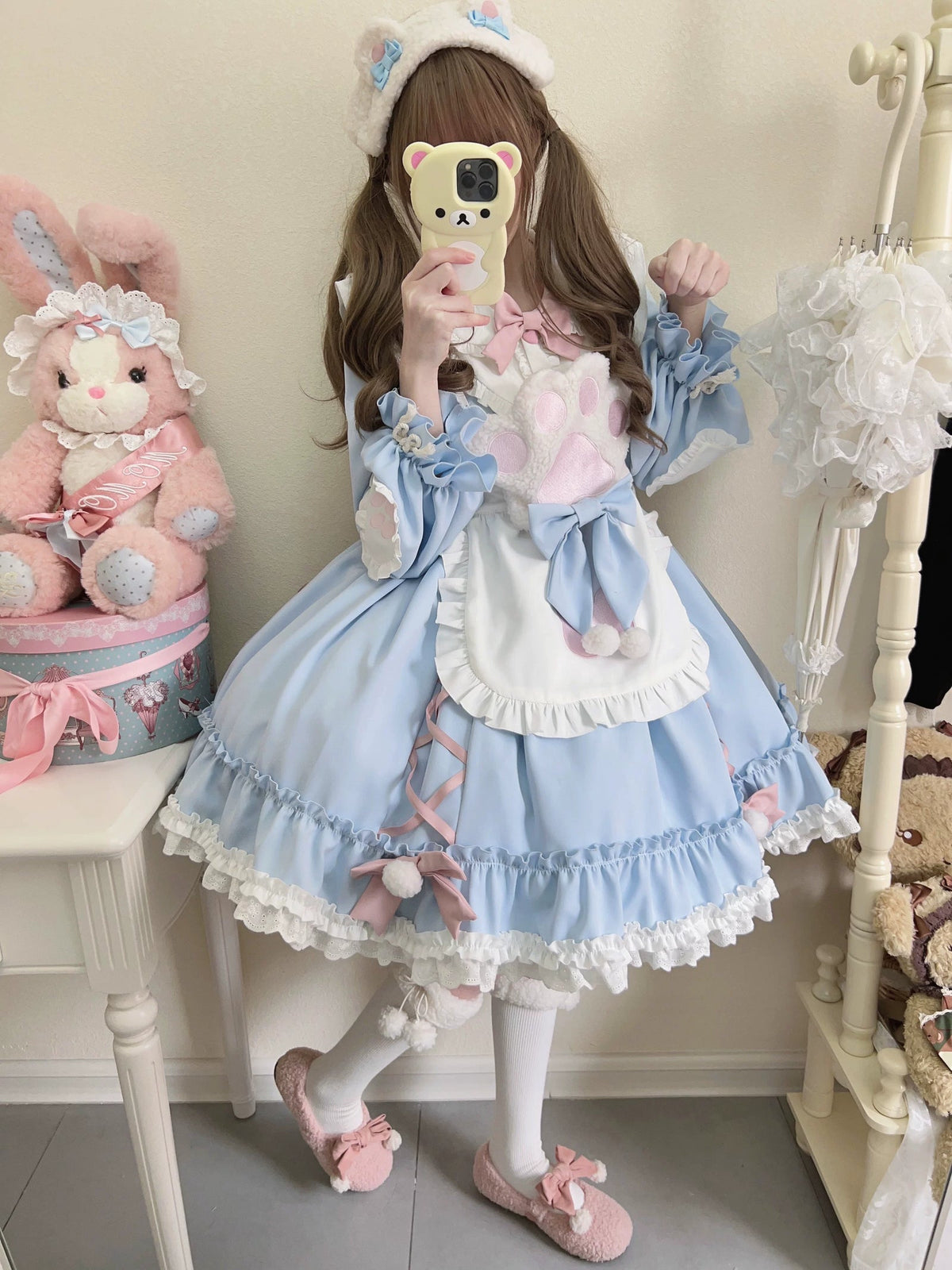 Tata Long Ear Meow Meow Blue Sweet Lolita OP Dress detail view 2