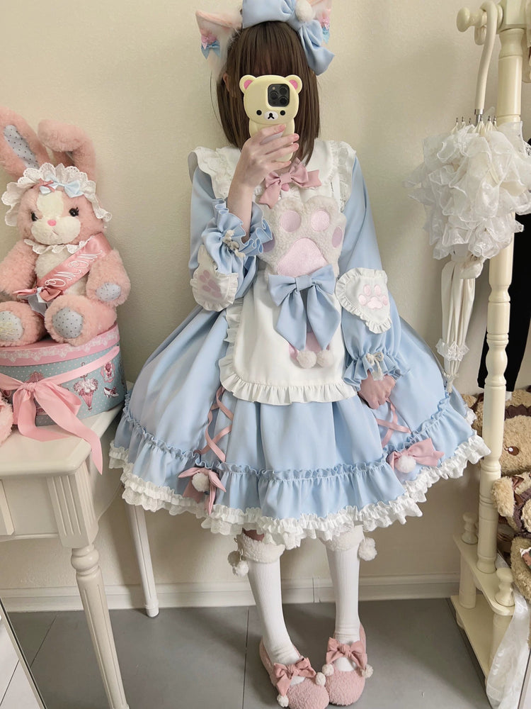 Tata Long Ear Meow Meow Blue Sweet Lolita OP Dress detail view 12