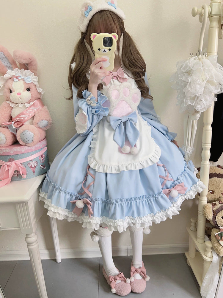 Tata Long Ear Meow Meow Blue Sweet Lolita OP Dress detail view 7