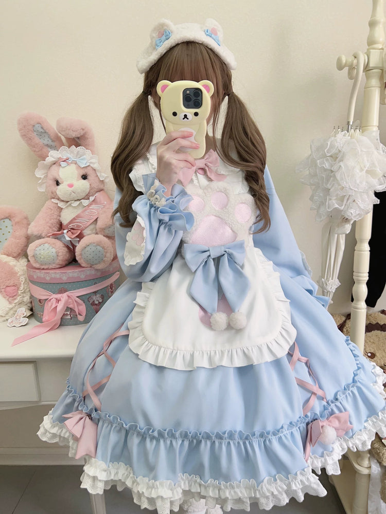 Tata Long Ear Meow Meow Blue Sweet Lolita OP Dress detail view 8