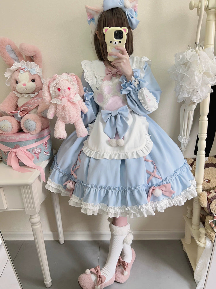 Tata Long Ear Meow Meow Blue Sweet Lolita OP Dress detail view 16