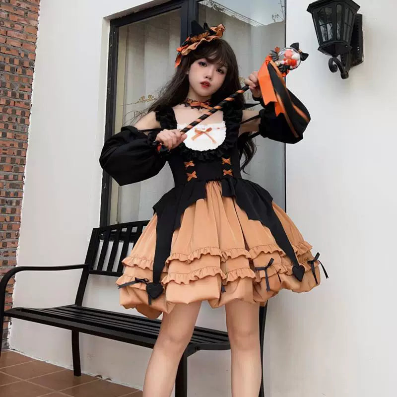 Purple Halloween Starry Night Witch Multi-Layer Ruffle Sweet Lolita JSK Dress