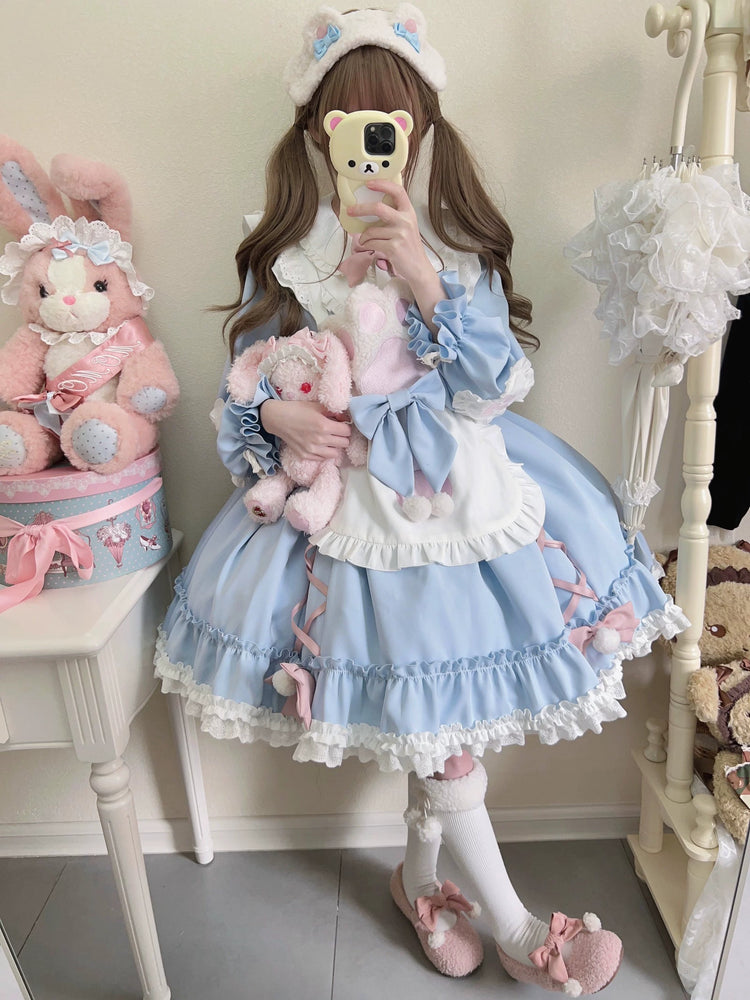 Tata Long Ear Meow Meow Blue Sweet Lolita OP Dress detail view 4