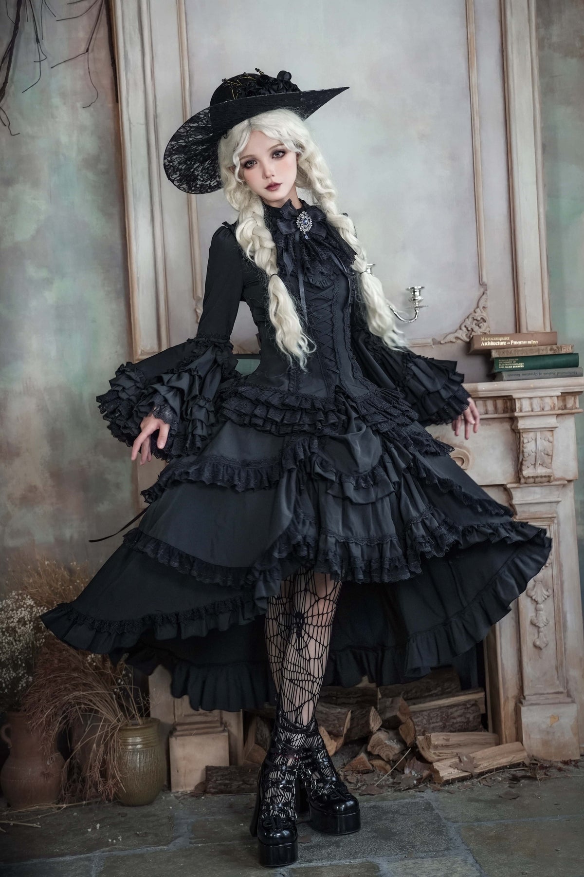 Immortal Bird Gothic Lolita set full outfit view