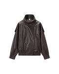 Stand Collar Leather Moto Jacket - view 2