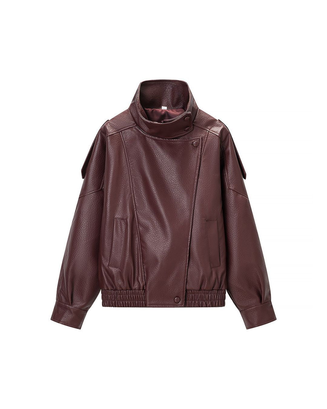 Stand Collar Leather Moto Jacket - view 9