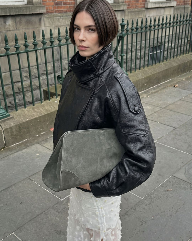 Stand Collar Leather Moto Jacket - view 4