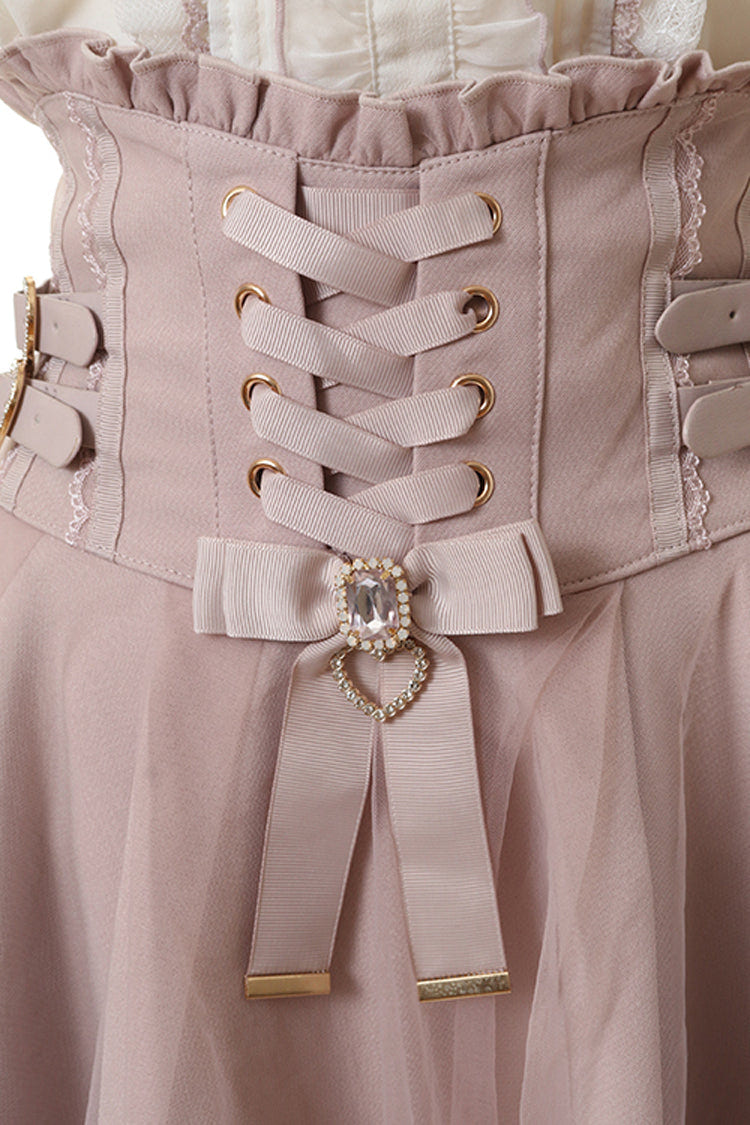 Japanese High Waisted Ruffle Mesh Belt Buckles Jirai Kei Skirt 3 Colors - Product - 7
