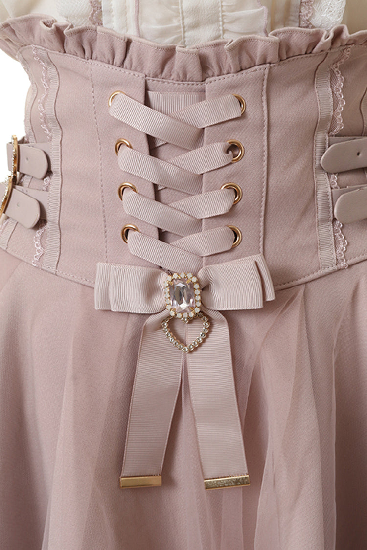 Japanese High Waisted Ruffle Mesh Belt Buckles Jirai Kei Skirt 3 Colors - Product - 7