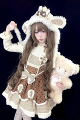 Hazelnut Ash Brown Long Wavy Twin Ponytails Sweet Lolita Wig Set - Product - 4