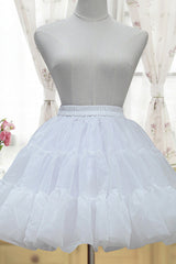 White Short Glass Yarn Bubble Lolita Petticoat - White - 1
