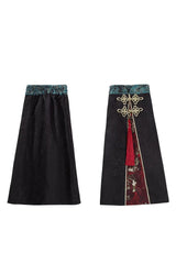 Multi-Color [Fox Trace Codex] Stand Collar Long Sleeves Printed Embroidered Classic Chinese Style Elegant Lolita Dress - Leg-Covers(Only) - 13