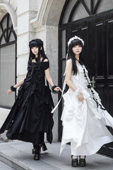 White [Dream] Sleeveless Ruffle Gothic Lolita Strap Dress - Product - 12