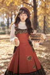 [Autumn Chronicles] Sleeveless Printed Ruffled Embroidered Spliced Slim Sweet Lolita Jsk Dress - Product - 4