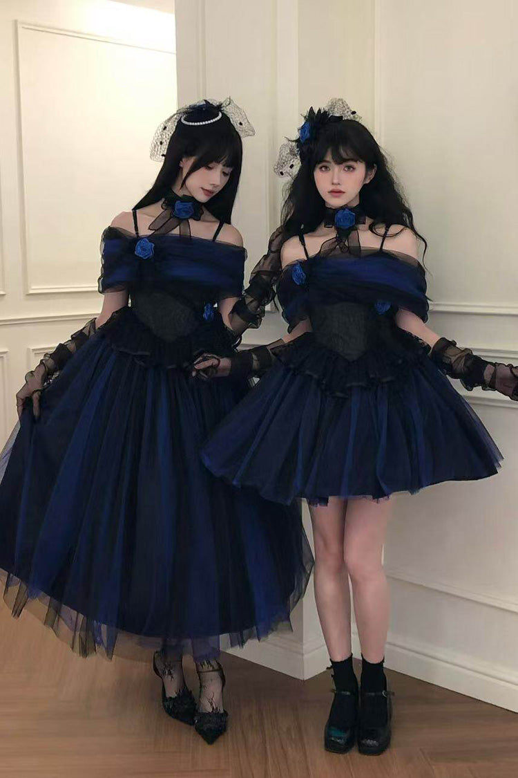 Klein Blue [Echo of Diana] Off Shoulder Ruffled Lace Gothic Lolita Dress - Product - 18