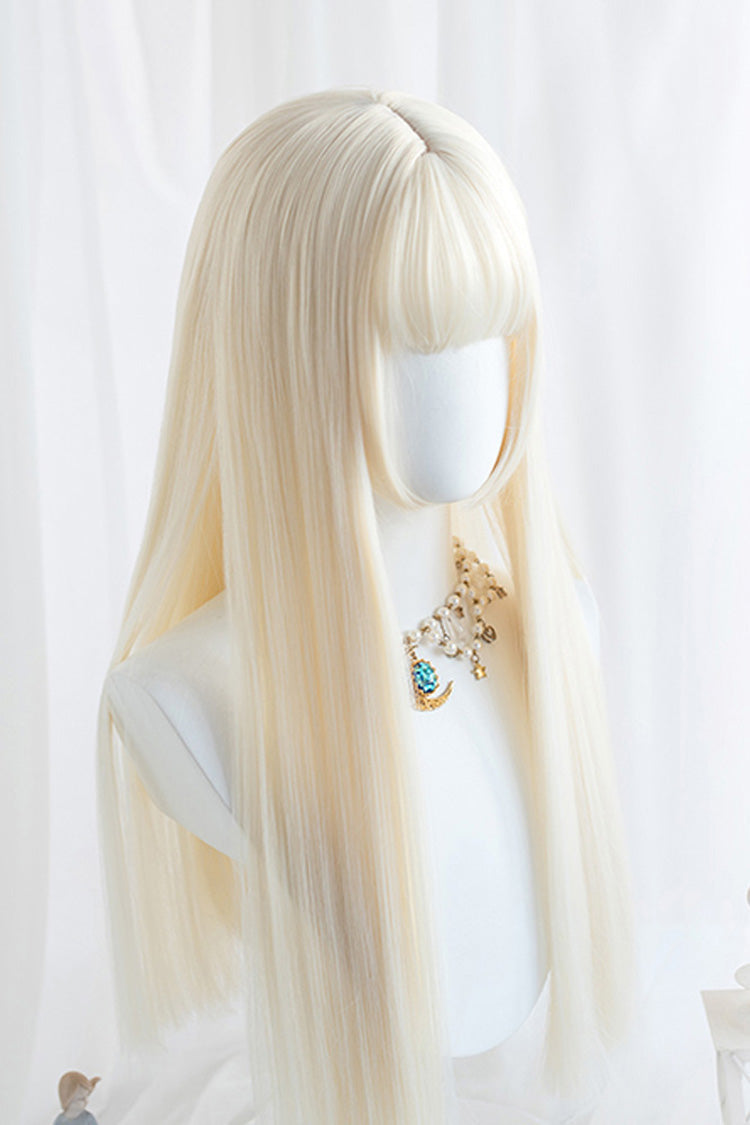 Milk White Straight Hair Long Classic Lolita Wig - Product - 2