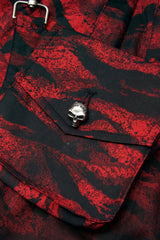 Black/Red Abstract Print Metal Buckle Leather Buckle Women's Steampunk Skirt - Product - 5