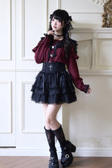 Jirai Kei Navy Collar Long Sleeves Bowknot Lace Sweet Japanese Blouse 3 Colors - Product - 8