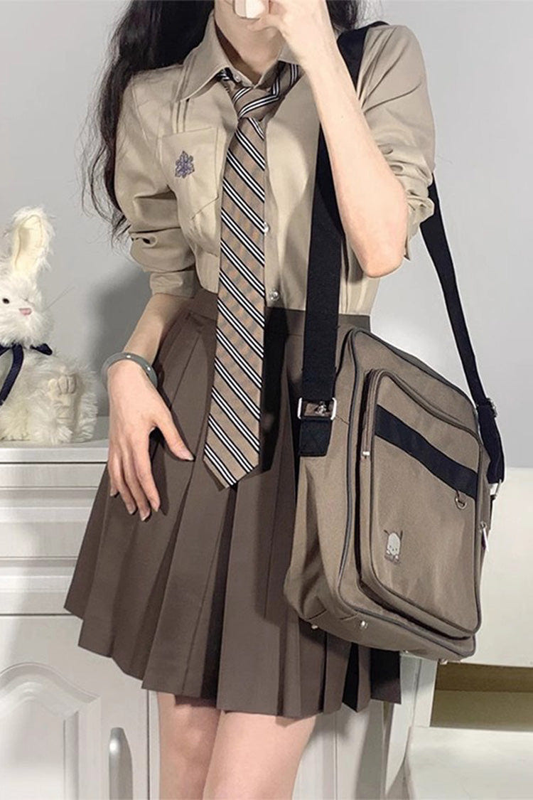 Brown College Style Sweet Japanese School Pleated Skirt - Product - 5
