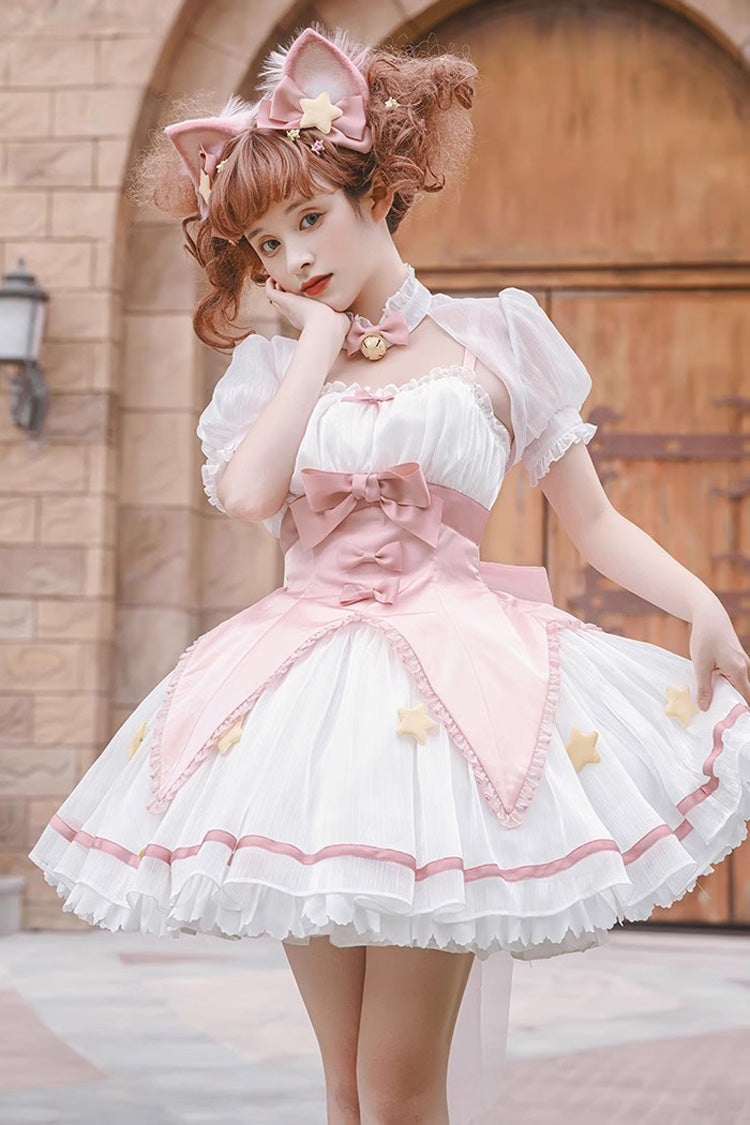 Magic Star Decoration Bowknot Sweet Lolita Jsk Dress 2 Colors - White - 1