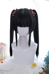 Black Natural Double Ponytail Short Hair Classic Lolita Wigs - Product - 3