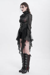 Black Stitching Lace Lace-Up Mesh Women's Gothic Underbust Corset - Product - 7