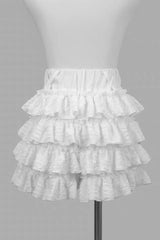 Sweet Multi-Layered Ruffle Jirai Kei Skirt 2 Colors - White - 1