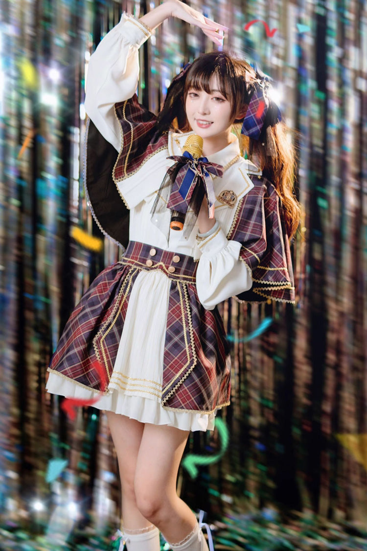 Little Idol Multi-Color Plaid Print Ruffle Sweet Lolita Skirt - Product - 9