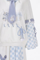 White Lapel Collar Long Sleeves Print Asymmetric Prince Handsome Ouji Lolita Set - Product - 4