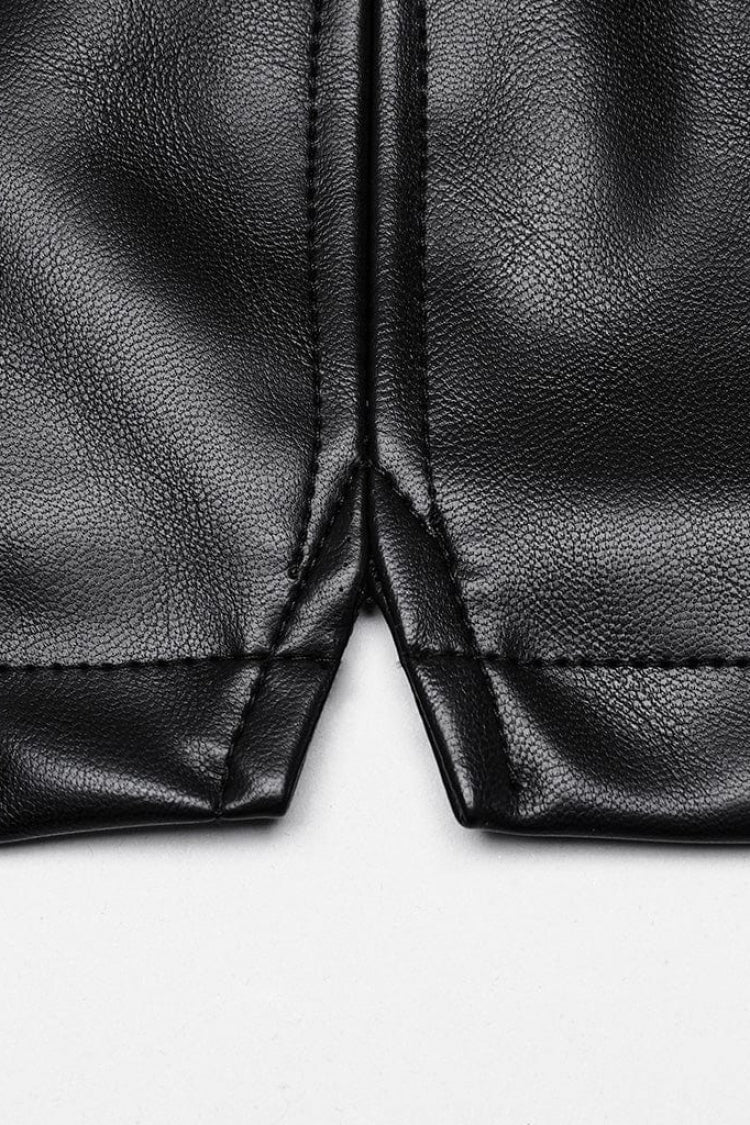 Black Faux Leather V Collar Sleeveless Lace-Up Zipper Women's Punk Vest - Product - 7