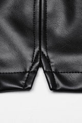 Black Faux Leather V Collar Sleeveless Lace-Up Zipper Women's Punk Vest - Product - 7