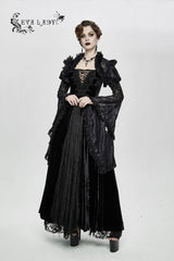 Black Transparent Lace Trim Big Trumpet Sleeve 3D Flower Rabbit Fur Lace Women's Gothic Shawl - Product - 3