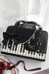 Piano Waltz Bowknot Sweet Lolita Handbag 4 Colors - Black - 1