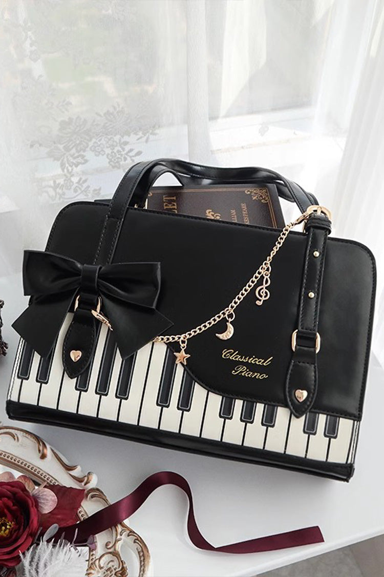 Piano Waltz Bowknot Sweet Lolita Handbag 4 Colors - Black - 1