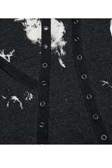 Black/White Punk Asymmetric Metal Buckle Side Button Tie Dye High Neck Basic Long Sleeve Men's Shirt - Product - 6