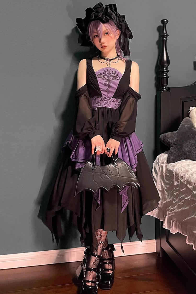 Black/Purple Print Styx Ferry Witch Gothic Lolita Dress - Product - 4
