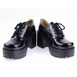 Black Round Toe Army Style Platform Classic Lolita Shoes - Product - 4