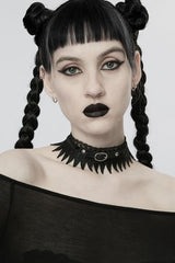 Black Adjustable Size Feather Lace Women's Gothic Choker - Black - 1
