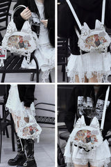 Domineering Cat [Cat Ears] Print Bowknot Gothic Lolita Crossbody Bag 9 Colors - Product - 8